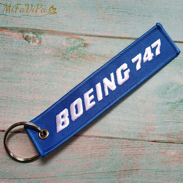 1 PC BOEING 747 KEYCHAIN NEW FASHION TRINKET PHONE STRAP BLACK EMBROIDERY - PILOTSX